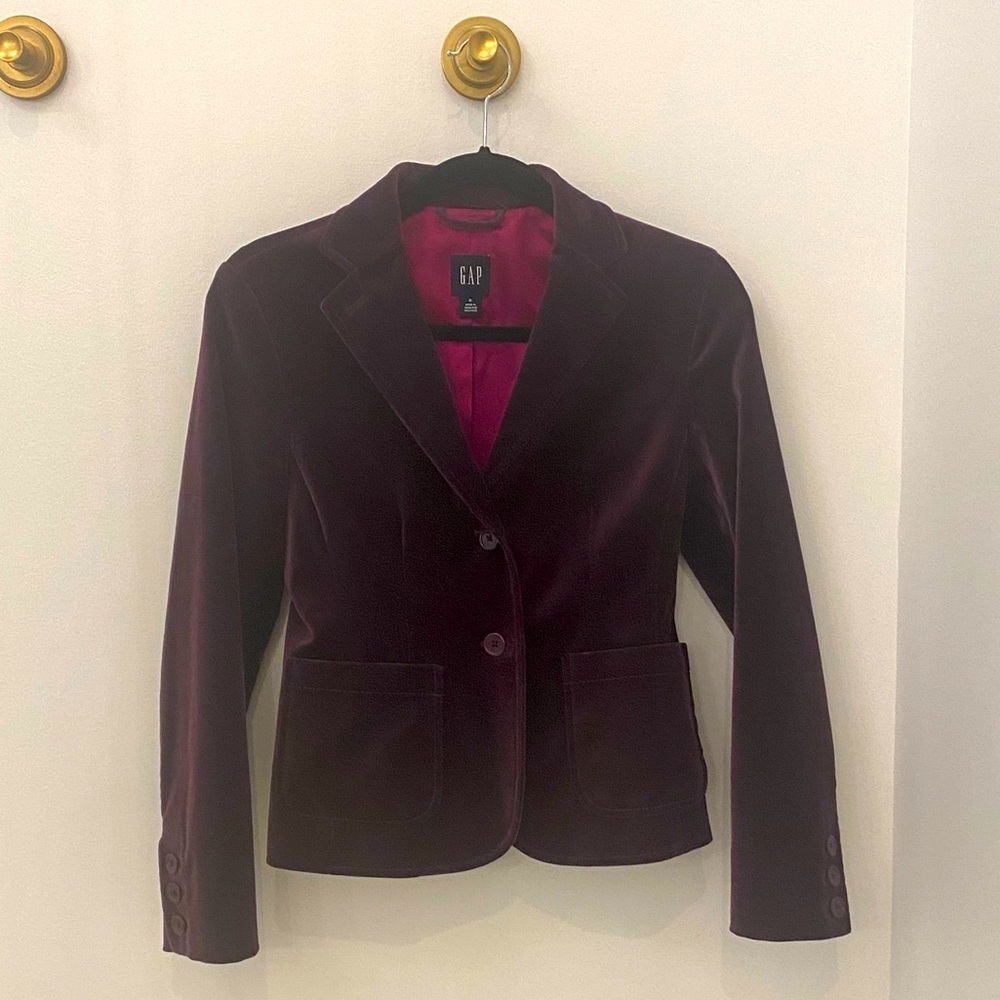 Gap Burgundy Velvet Blazer Jacket Women’s Size 0